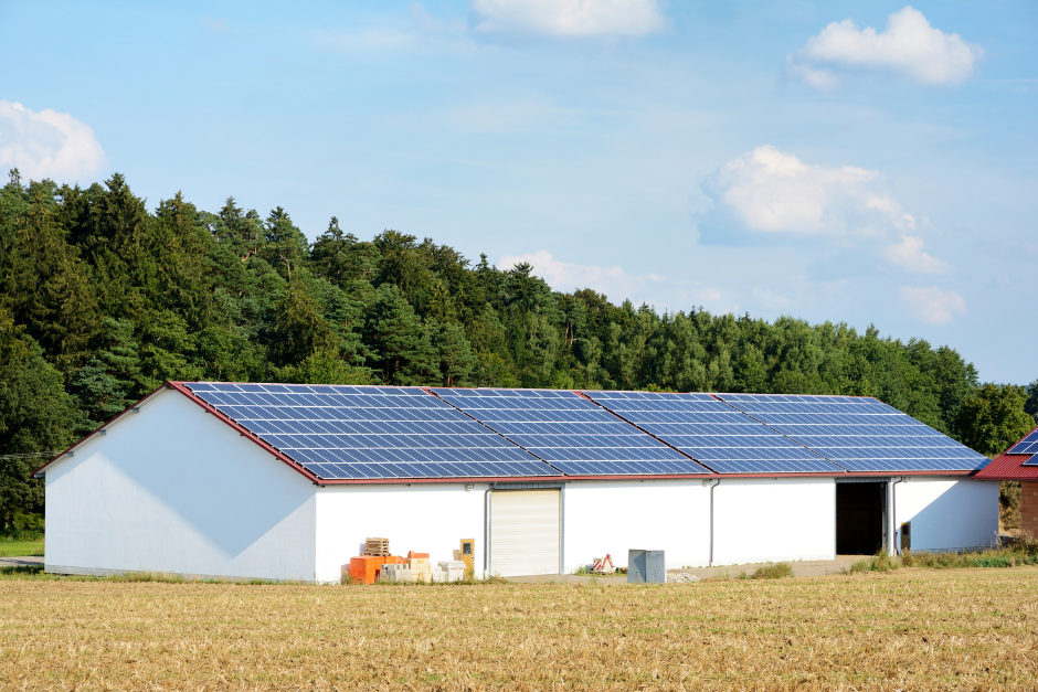Bâtiment agricole équipé de panneaux photovoltaïques